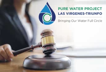 Gavel and legal document at Triunfo Water & Sanitation District meeting, JPA Board session.